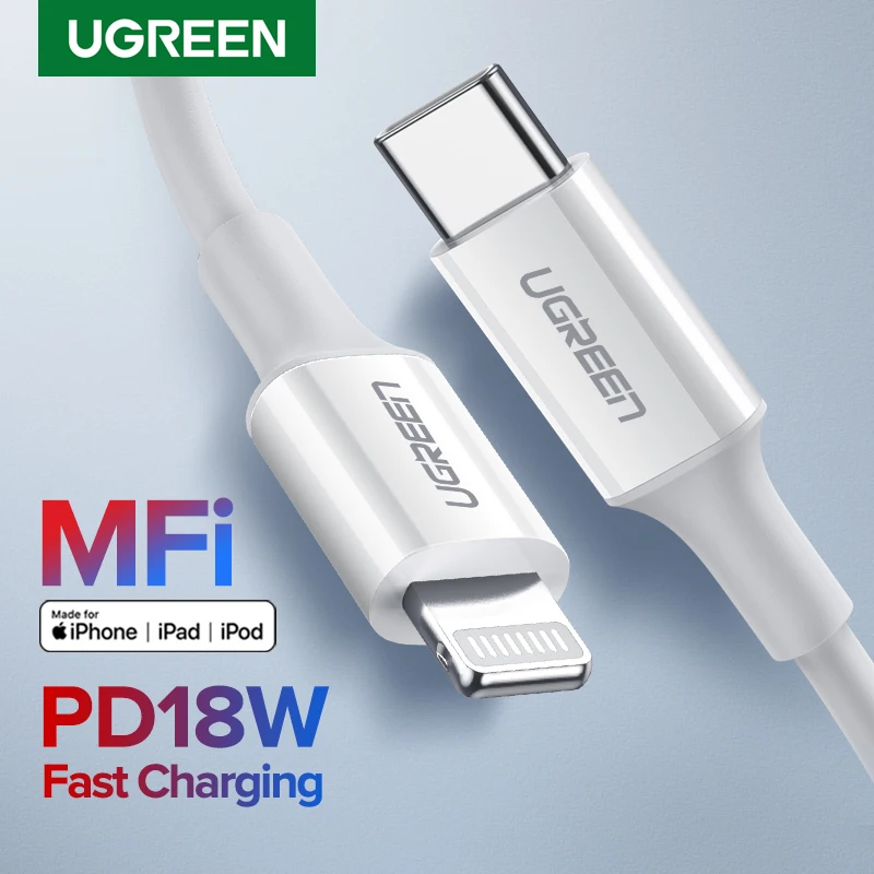 Кабель Ugreen MFI с usb type c на Lightning для iPhone 11 pro max xs xr 8 7 6s plus 5 se зарядное устройство ipad PD18W