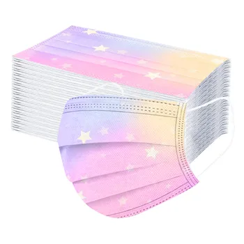 

50PC Children Tie-dye Gradient Printed Three-Layer Dust-Proof Disposable Mask Pentagram Printing masque enfant mascarillas