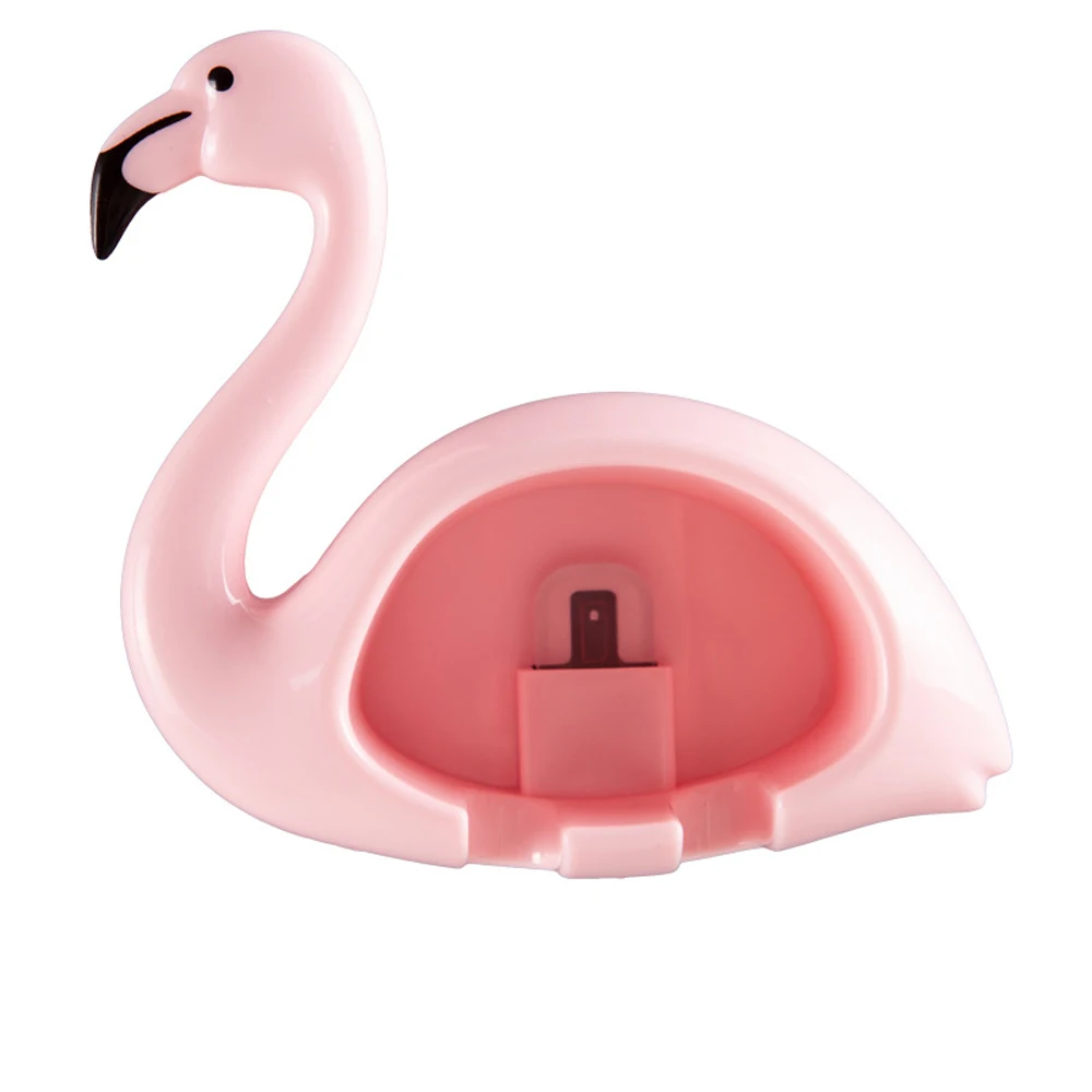 pink 1 шт. мультяшная присоска держатель для зубных щеток Фламинго присоска 2 положения крючки для зубных щеток аксессуары для ванной комнаты настенный держатель - Цвет: pink