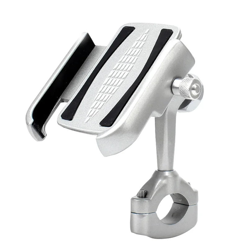 

High Quality Aluminum Motorcycle Phone Mount Adjustable Anti Shake Metal Bike Phone Holder for Devices up to 3.7" Width (Chrome)