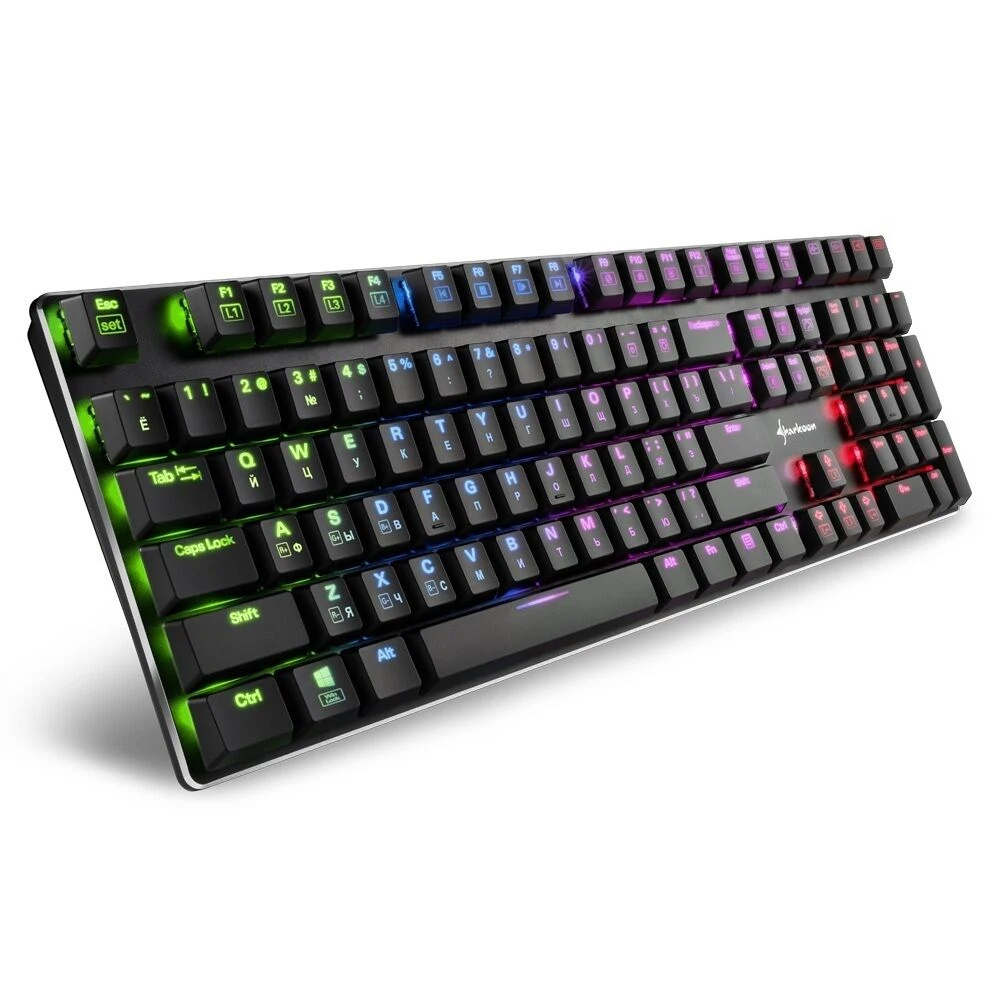 Клавиатура Sharkoon PureWriter RGB Red механическая, Kailh Red, проводная, подсветка RGB, USB, цвет: черный
