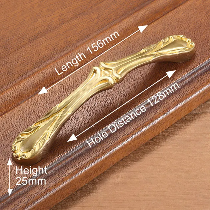 Handle-T1093-128 KAK медные латунные ручки шкафа для двери кухонного шкафа ручки для выдвижных ящиков Европейское винтажное Золотое оборудование для обработки мебели - Цвет: Handle-T1093-128