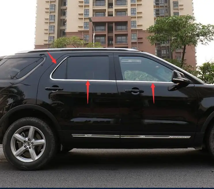Автомобильные аксессуары высококачественное украшение для стекла автомобиля из нержавеющей стали яркая полоса, автомобильный солнцезащитный козырек для Ford Explorer 2013 - Цвет: 1
