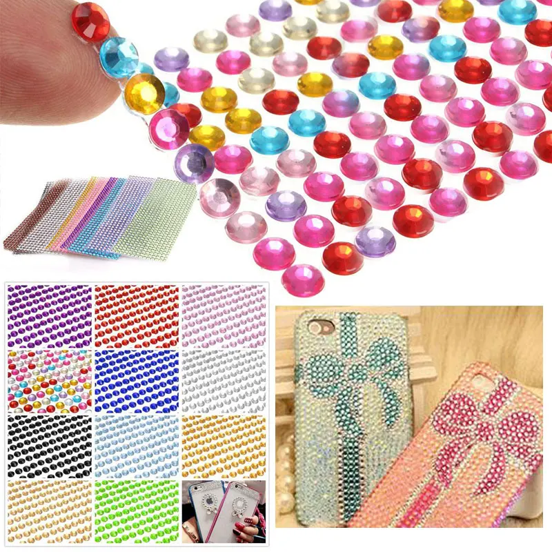 990 шт./компл. Блестящий DIY самоклеющиеся стразы С кристалалми и стразами Блестящие Наклейки