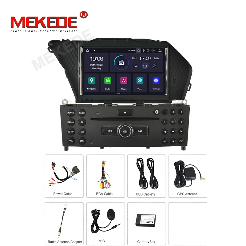 MEKEDE Android 9,0 автомобильный dvd-плеер для MERCEDES BENZ GLK 2008 2009 2010 gps навигация 1 Din автомобильный радиоприемник wi-fi-мультимедиа стерео rds-система