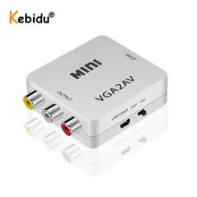 Kebidu mini hd vga para av conversor de vídeo com 3.5mm de áudio vga2av conversor av2vga para computador tv hd computador para tv