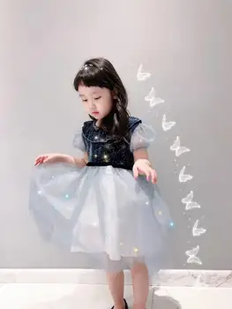 

2020 summer pink mesh Princess Girl Dress For Teenager Girl Birthday Party Clothing Kid Wedding dress presale in mid april