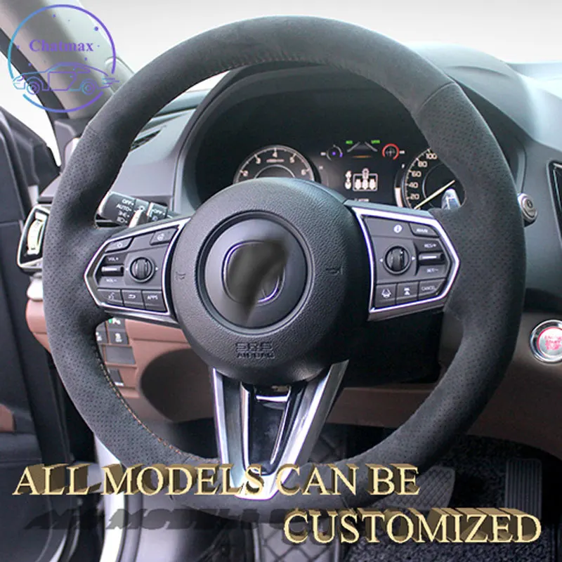 

Embroidery Alcantara Car Steering Wheel Cover For ACURA CDX TLX-L RDX MDX ZDX Handsewing Holder Customization Sportscar Texture