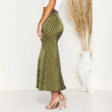 Облегающее платье для свиданий, повседневные, вечерние, милые, тянущиеся, подходят ко всему, для покупок, в горошек, Женская юбка, эластичная талия, миди, сексуальная