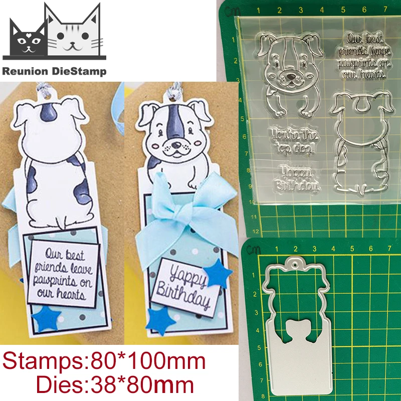Stamps and Dies Pup Puppy Dog Front and Back Tag Metal Cutting Dies and