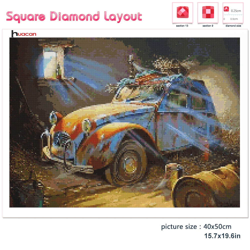 Huacan 5d Full Drill Square Diamond Painting Car Diamond Embroidery Cross-stitch Cartoon Home Decoration Handmade Gift