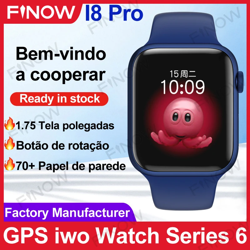 2021 Finow I8Pro Смарт-часы для мужчин IWO 13 серия 6 GPS спорта relogio masculino PK HW22 Pro Max