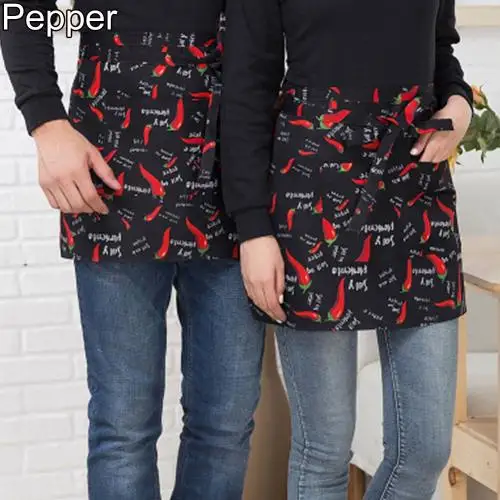 Pepper Полосатый плед средней длины короткий Поясной фартук с карманом питание шеф-повара официанта бар бытовые чистящие инструменты и аксессуары - Цвет: Pepper
