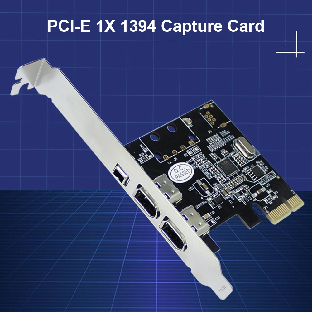 PCI-E 1X 16X 1394 DV 비디오 캡처 카드(6핀 4핀 Firewire 어댑터 포함) 3 포트 무료 드라이버 데스크탑 컴퓨터 액세서리