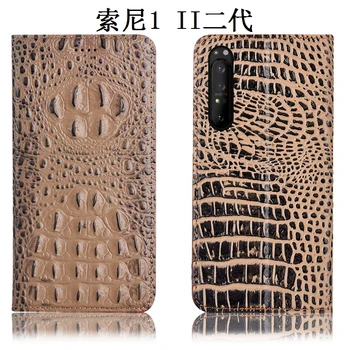 

Business Natural leather flip case card slot holder for Sony Xperia 10 II/Sony Xperia 1 II phone case coque stand flip cover