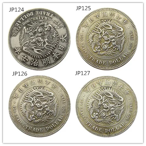 JP (124-127) Япония Азия Meiji 7/8/9/10 год торговля доллар Посеребренная монета КОПИЯ | Дом и