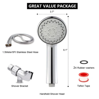 

High-Pressure Handheld Shower Heads 5 Settings - 4 Inch Shower Head with Hose and Holder - Powerful Spray Showerhead for Unique