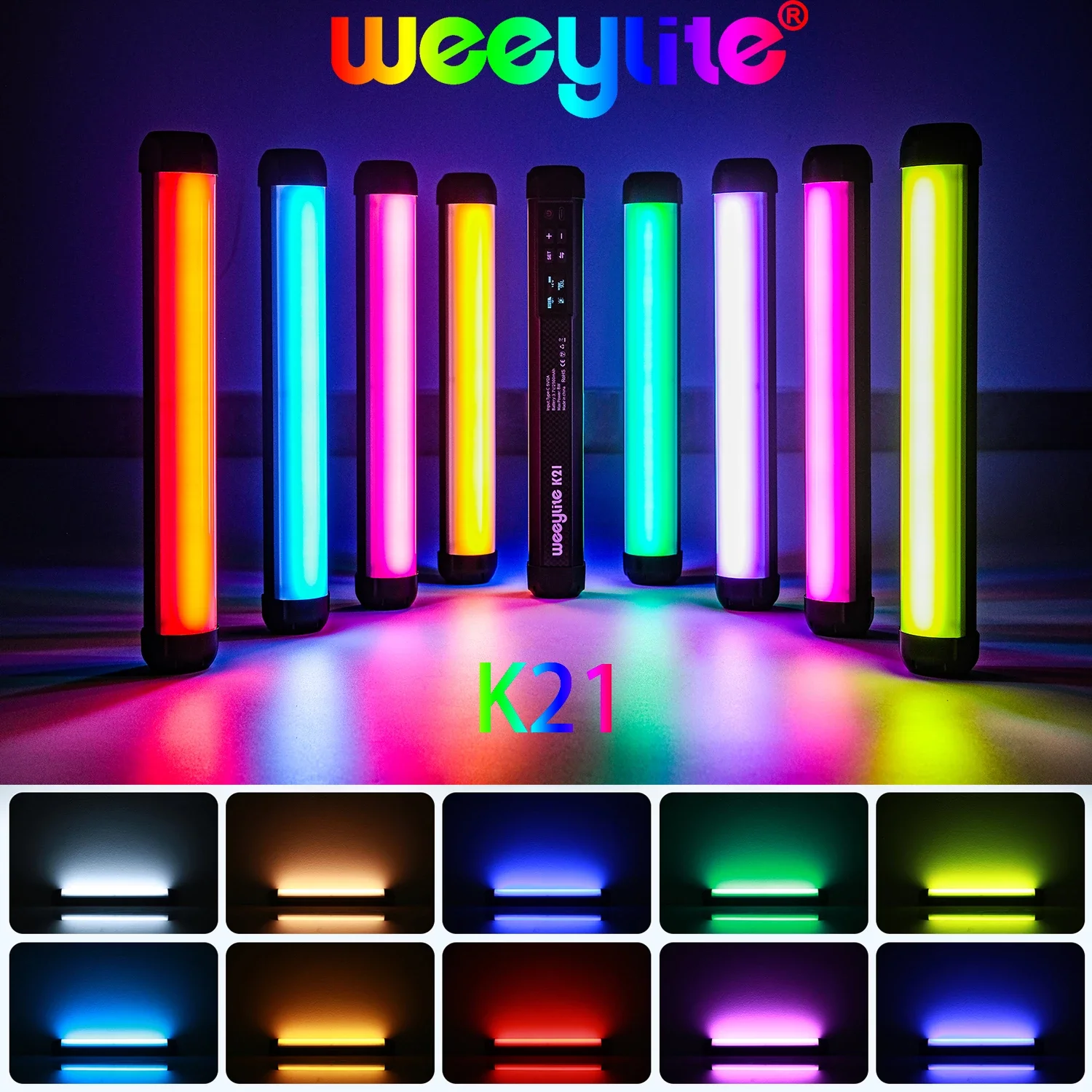 Weeylite K21 8W СВЕТОДИОДНЫЙ заполняющий светильник палка RGB мягких туб светильник ручной светильник фотографии светильник ing Фото Видео светильник приложение Управление CCT