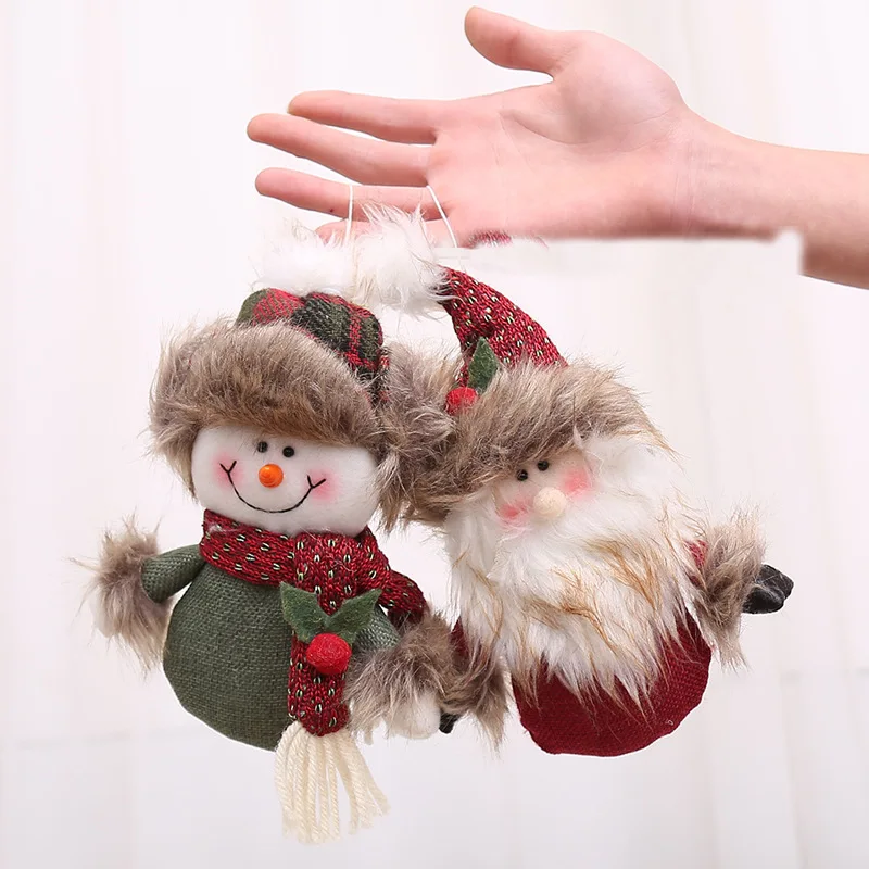 Ручной Работы Санта Клаус Снеговик куклы фенечки год детские игрушки Рождественская елка висячие украшения для дома вечерние украшения