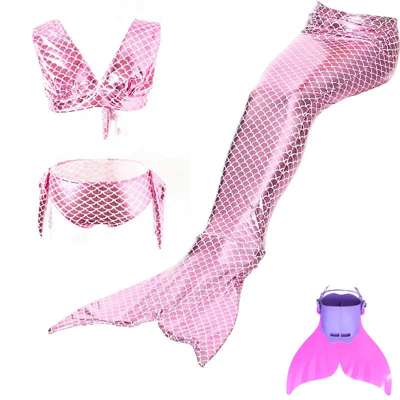 Хвосты маленькой русалки для плавания костюм «хвост русалки» косплей девушки купальник дети Плавательный Костюм Monofin - Цвет: Light Pink 2
