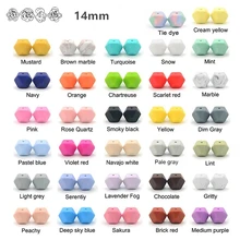 15 pçs 14mm mini hexágono contas de silicone bebê mordedor bpa livre diy colar chupeta corrente dentição do bebê bens para recém nascidos