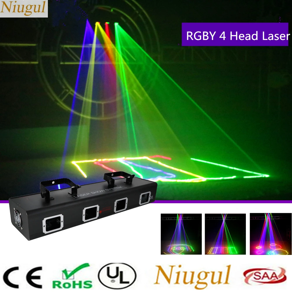 4 головки RGBY сканер лазерный сценический свет DMX512 звуковая активация DJ диско