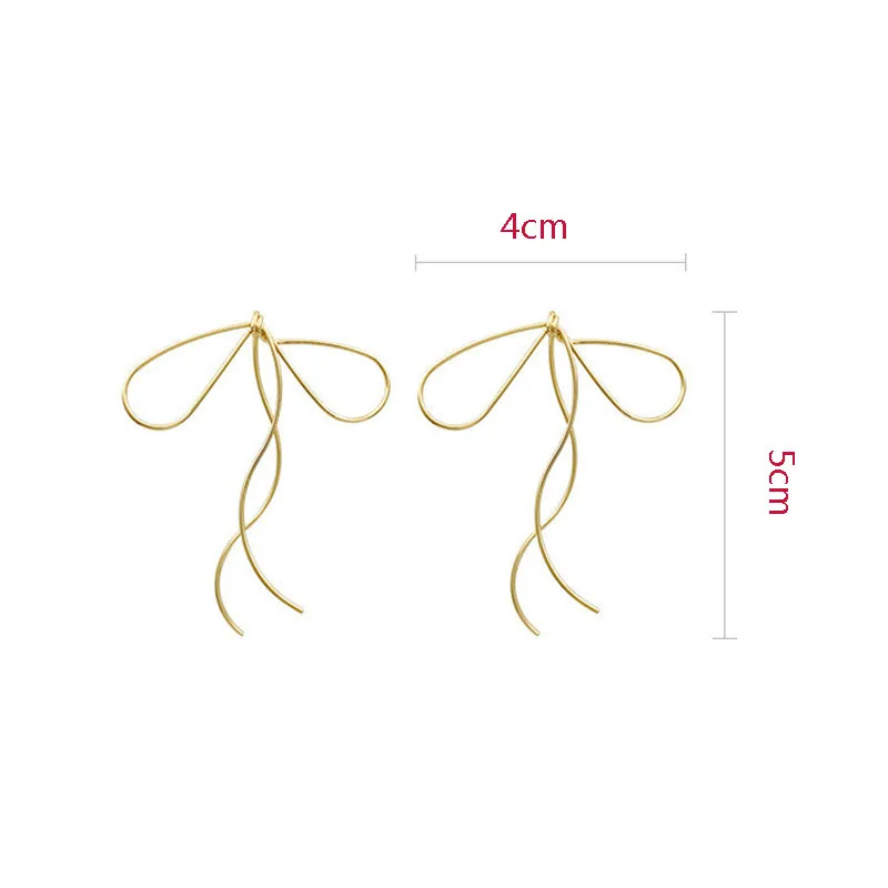 Stud Earrings Golden Earrings Korean Design Metal Line Bow Stud Earrings For Women