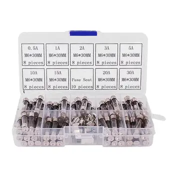 

72 x Fast Blow Glass Tube Fuse Assorted Kit 0.5/1/2/3/5/10/15/20/30 250V 6*30mm Fuses
