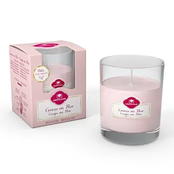 

CRISTALINAS Crystal Clear Cherry Blossom Flower Candle, Wax, Red, 7.1 x 7.1 x 8.6999999999999993 cm