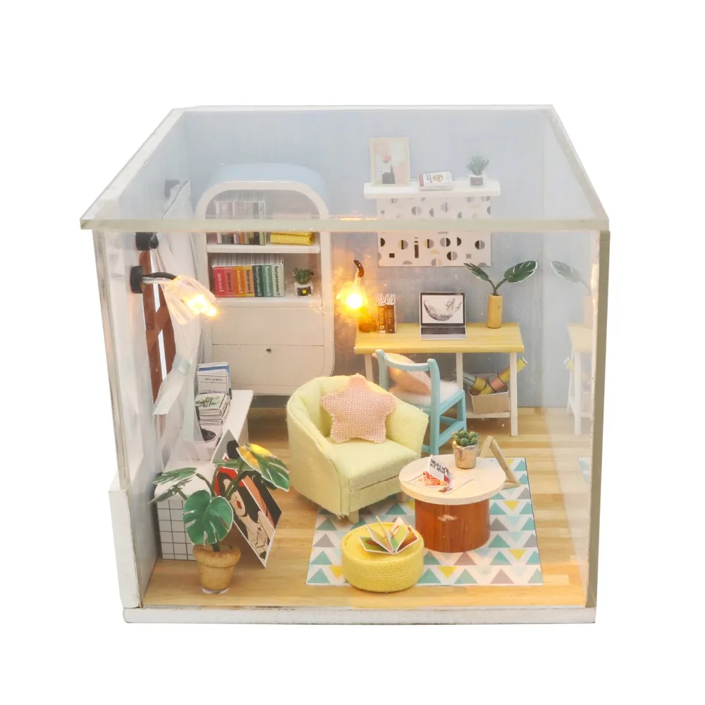 Миниатюрный деревянный кукольный домик Miniaturas кукольный дом мебель сборка 3d Diy кукольный домик головоломка игрушки для детей подарок на день рождения