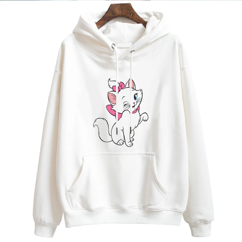Women hoodies long Sleeves Cartoon Marie Cat hooded sweatshirts Casual cute Cat Pattern hoody girl sudadera mujer hoodie gift