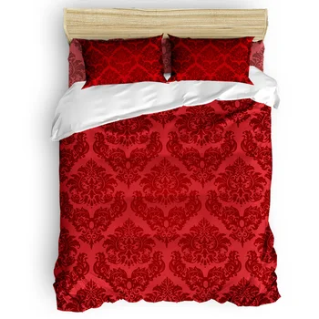 

Red Noble Texture Duvet Cover Set 2/3/4pcs Bedding Set Bed Sheet Pillowcases Cover Set