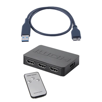 

3X1 Hdmi Splitter 3 Port Hub Box Auto Switch 3 in 1 Out Switcher 1080P Hd 1.4 with USB 3.0 Cable USB3.0 HDD Data Cable a Male to