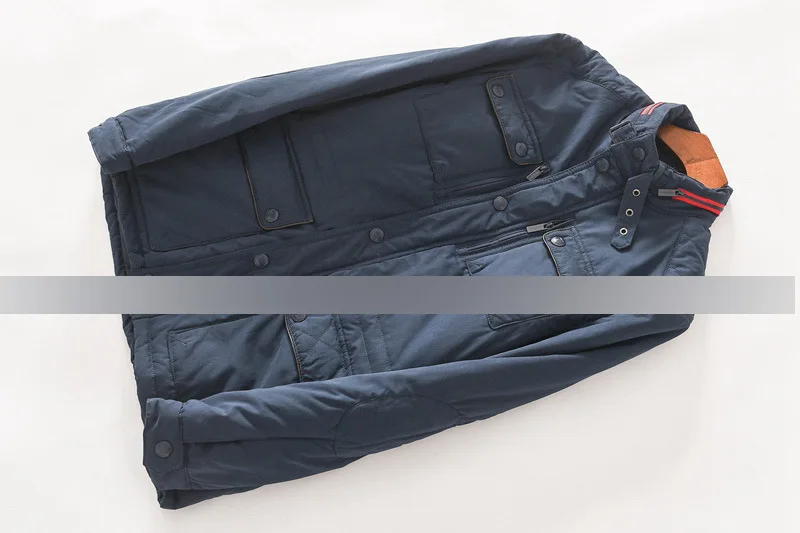 105go Men'S Wear Winter New Style Handsome Slim Fit Small Stand Collar Multi-pockets Cotton Coat Workwear Cotton-padded Clothes