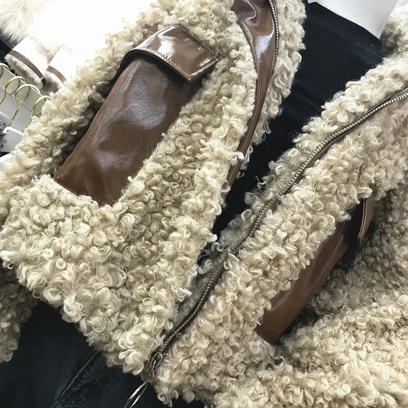 Модное пальто из овечьей шерсти Женская зимняя куртка новая Корейская свободная Меховая куртка маленькая ароматная куртка женская