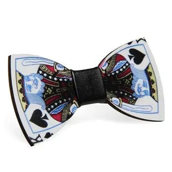 

2019 Poker Dollar Letters Pattern Pre-Tied Wooden Bow Tie Men Boys Wedding Party Adjustable Butterfly Bowknot Suit Accessory