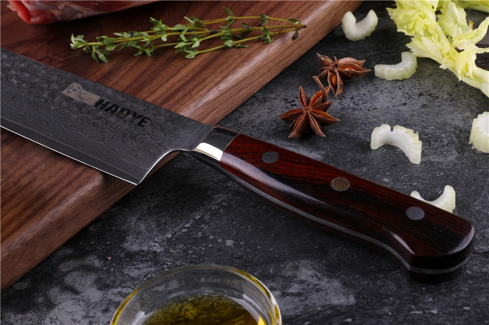 7 дюймов Дамасская сталь nakiri японские Профессиональные Кухонные ножи для овощей мясо отбивной острым широким лезвием с ручкой из палисандра