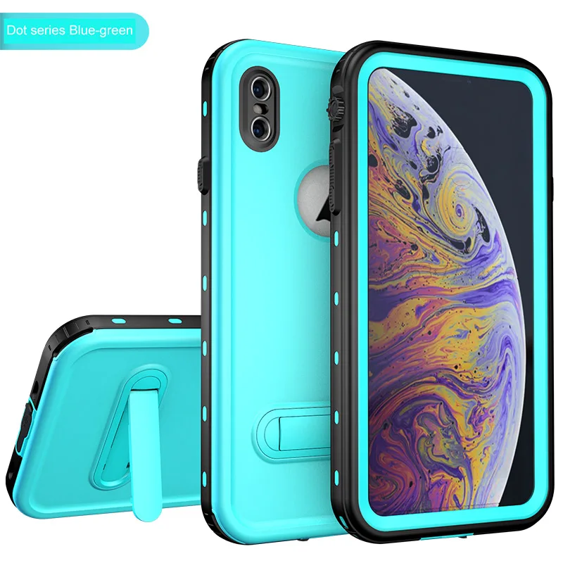 DOT Series Blue Ударопрочный подводный чехол для iPhone XR X XS Max, чехол для спорта на открытом воздухе, IP68, водонепроницаемый пылезащитный чехол для дайвинга для iPhone XS Max - Цвет: DOT Series Blue