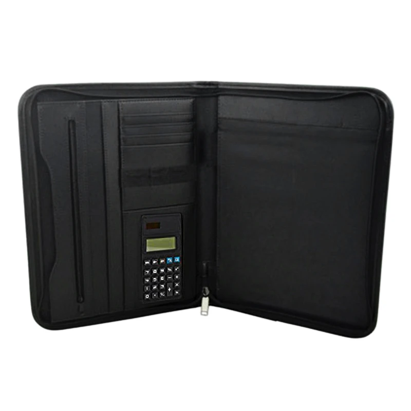 

PU Leather Briefcase Business Binder Padfolio Portfolio with Calculator for Businessman or Interview, Interior 10.1 Inch Table S