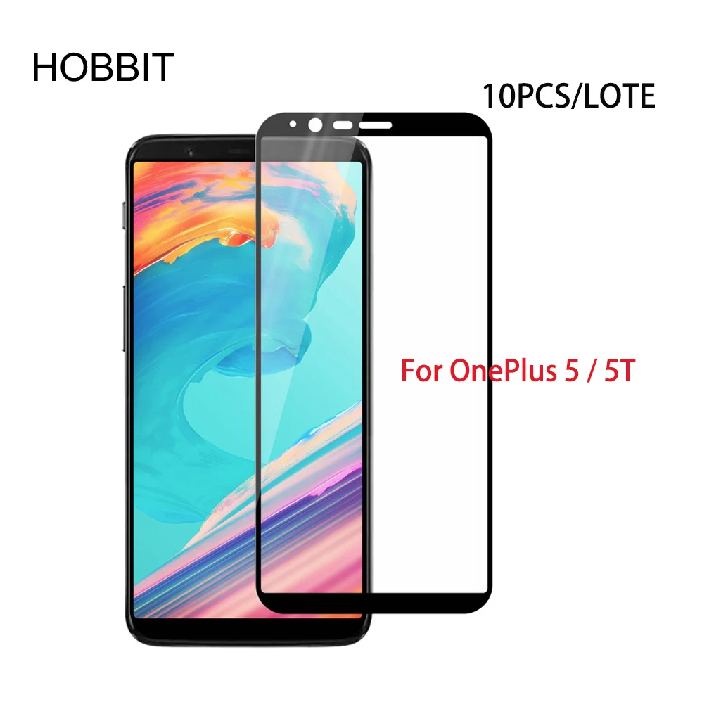 10 шт оптом для oneplus 5 5T 0,3 мм 2.5D 9H полное покрытие Премиум Закаленное стекло протектор экрана для oneplus полноэкранная пленка