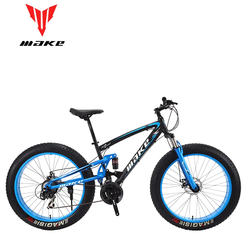 Flash Deal MAKE Mountain Fat Bike Steel Frame Full Suspention 24 Speed Shimano Disc Brake 26"x4.0 Wheel 1