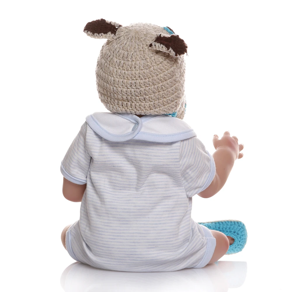 NPK 48 см bebe Кукла reborn baby boy Кукла в синем платье полное тело Мягкая силиконовая Реалистичная детская игрушка для ванны Анатомически правильная