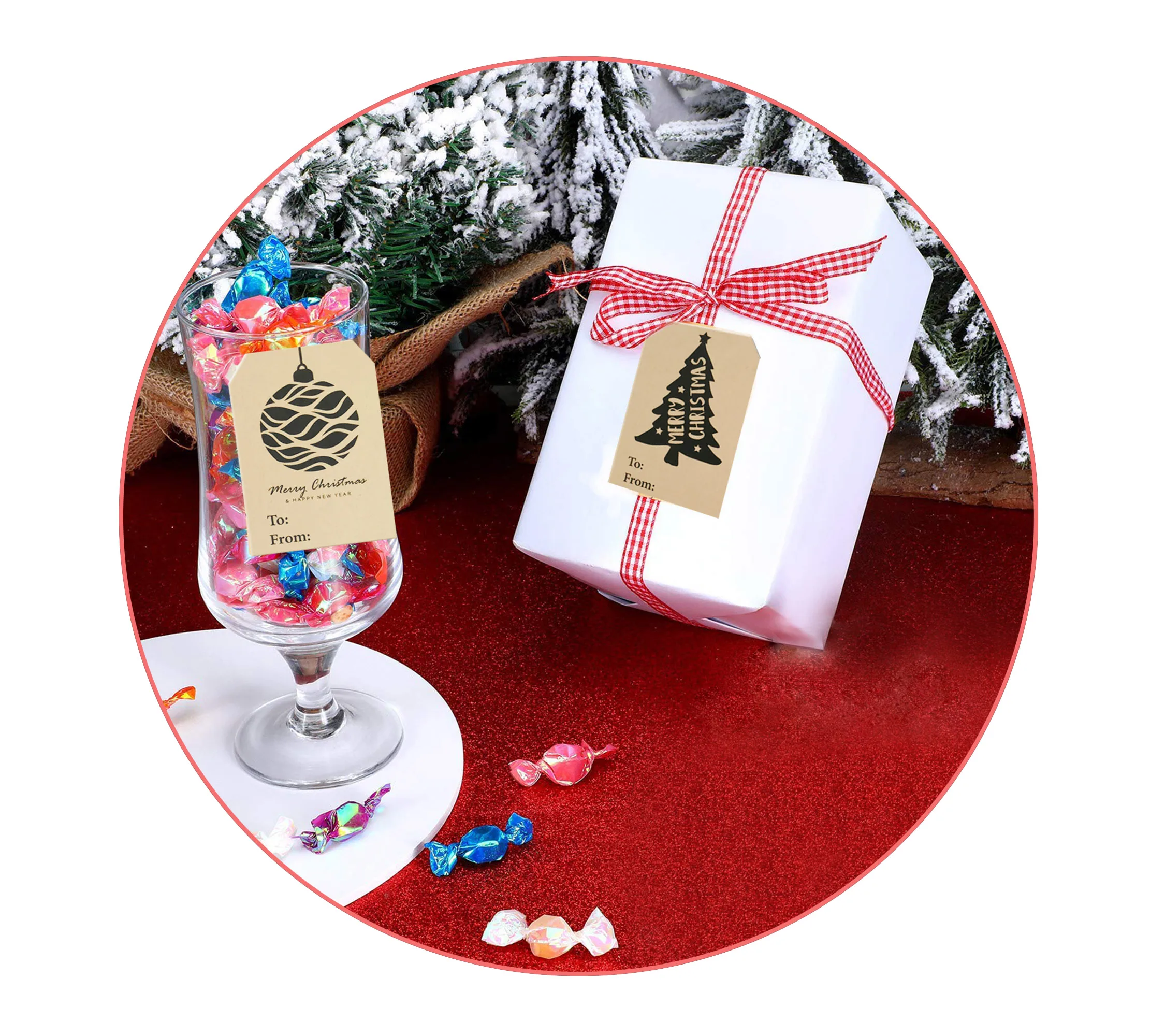 150 шт рождественские наклейки из крафт-бумаги, используемые в качестве рождественской подарочной коробки или подарочной сумки, вечерние украшения для упаковки с сюрпризом, 6 стилей