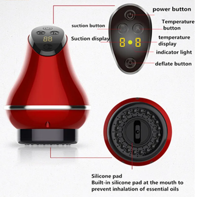Скребковый массажер и Вакуумная чашка для терапии инструмент с подогревом всасывания банок