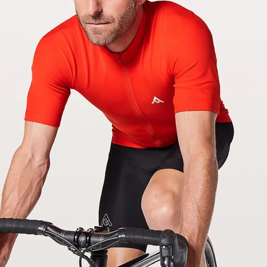 Lululemon 7 сетки pro наивысшего качества Велоспорт Джерси оранжевый и синий простой дорожный велосипед езда Одежда
