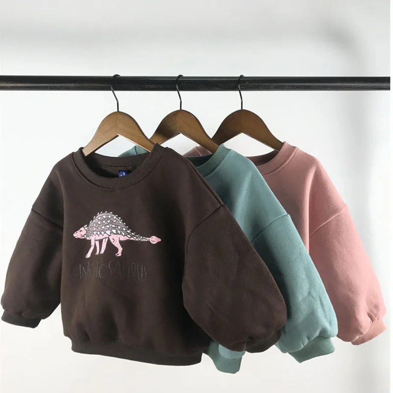Kids Dinosaur Hoodie Fleece Pullover Sweatshirt