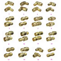 1pcs Connector Adapter SMA RP-SMA to SMA RPSMA Male Plug & Female Jack Straight & Right angle RF Coaxial Converter New Brass