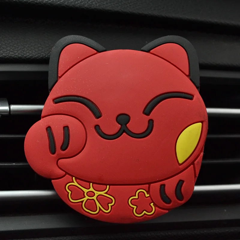 1 шт., с изображением из мультфильма Lucky Cat, автомобильная кукла, кондиционер на выходе, духи, освежитель воздуха, за исключением запаха, авто орнамент, аксессуары - Название цвета: Red