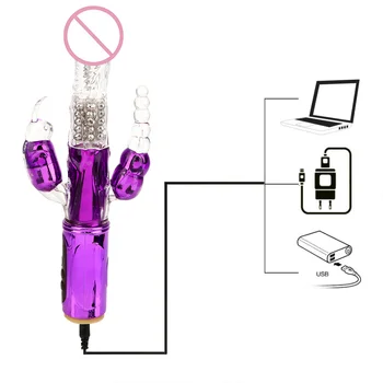 OLO 360 Degree Rotation Dildo Vibrator Clitoris Stimulation Rabbit Vibrator G-Spot Vagina Massager Transfer Beads AV Rod Sex Toy 6