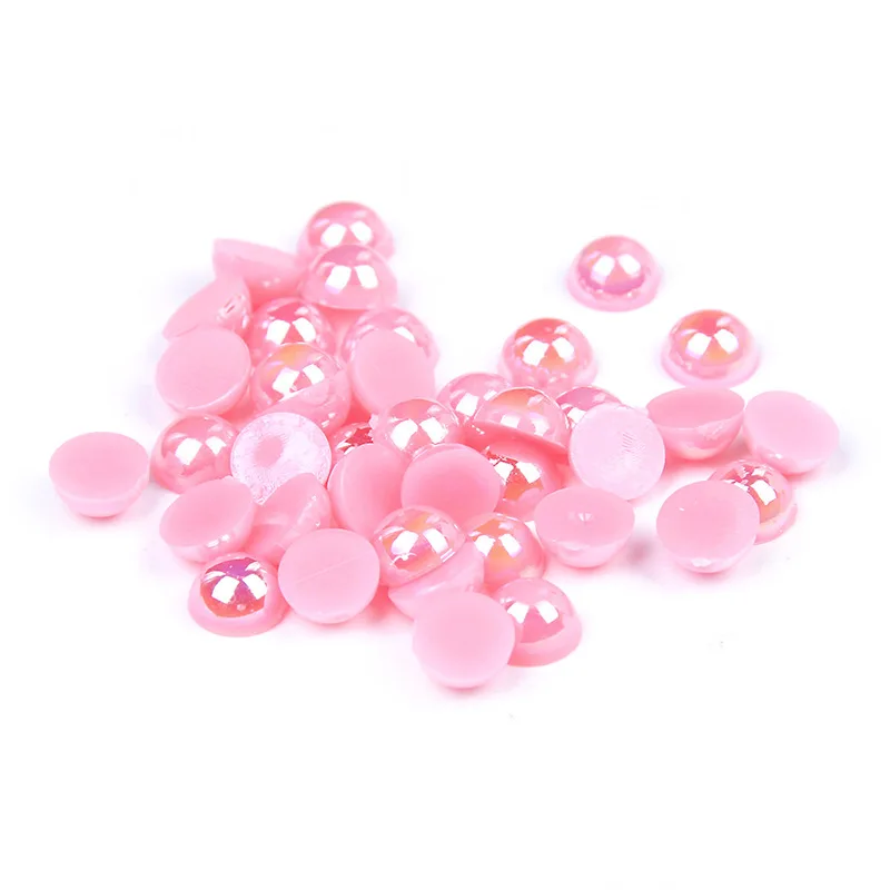 

Free shipping~Pink AB Color 1.5mm,2mm,4mm,6mm,8mm,10mm,12mm Flat back ABS Round Half Pearl, plastic half pearl beads